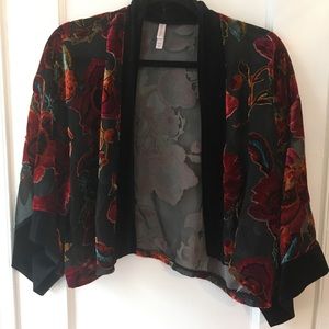 Black and floral velvet shrug